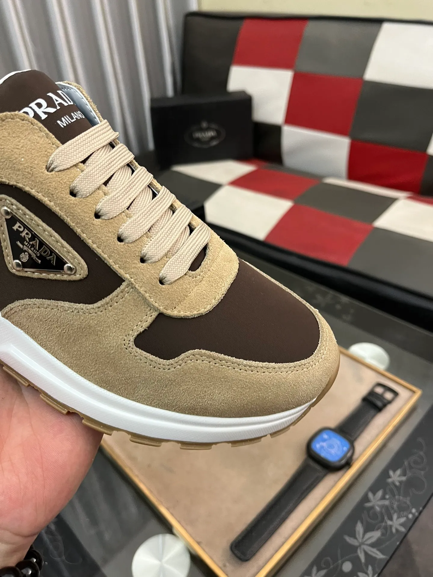Men's shoes 💰540⌚️⌚️【PRADA】Prada - High-end quality casual sports shoes - Upper: calfskin shoe body with branded metal fasteners, - Inner lining: breathable leather lining - Outsole: ultra-light TPU foam·rubber; molded outsole -Super high quality control·Fine workmanship: highlighted (high-end·luxury·grade) -Size: 38-444️⃣Colors available